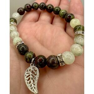 Dragon's Blood Jasper &‎ Prehnite Bracelet | Grounding Nature Crystals